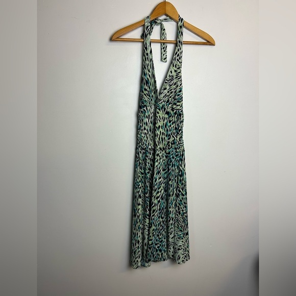 Vtg 3BCBG Maxazria Halter Neck open back Stretch Midi Dress Size XS multicolor - Picture 1 of 13